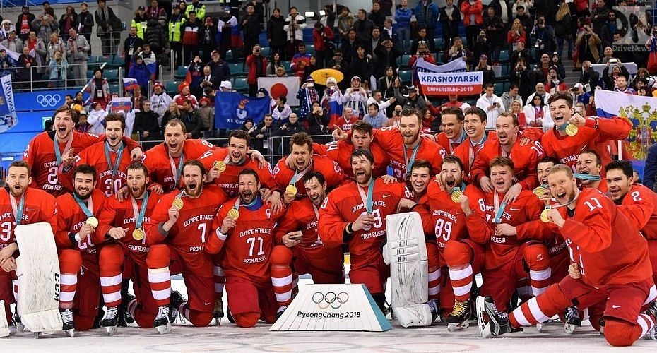 Российские хоккеисты– чемпионы XXIII Олимпийских зимних Игр